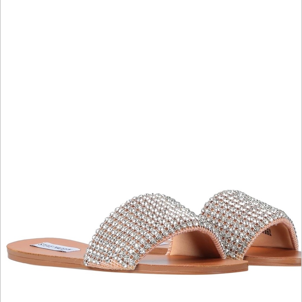 Steve Madden Silver Rhinestone Slide Sandals